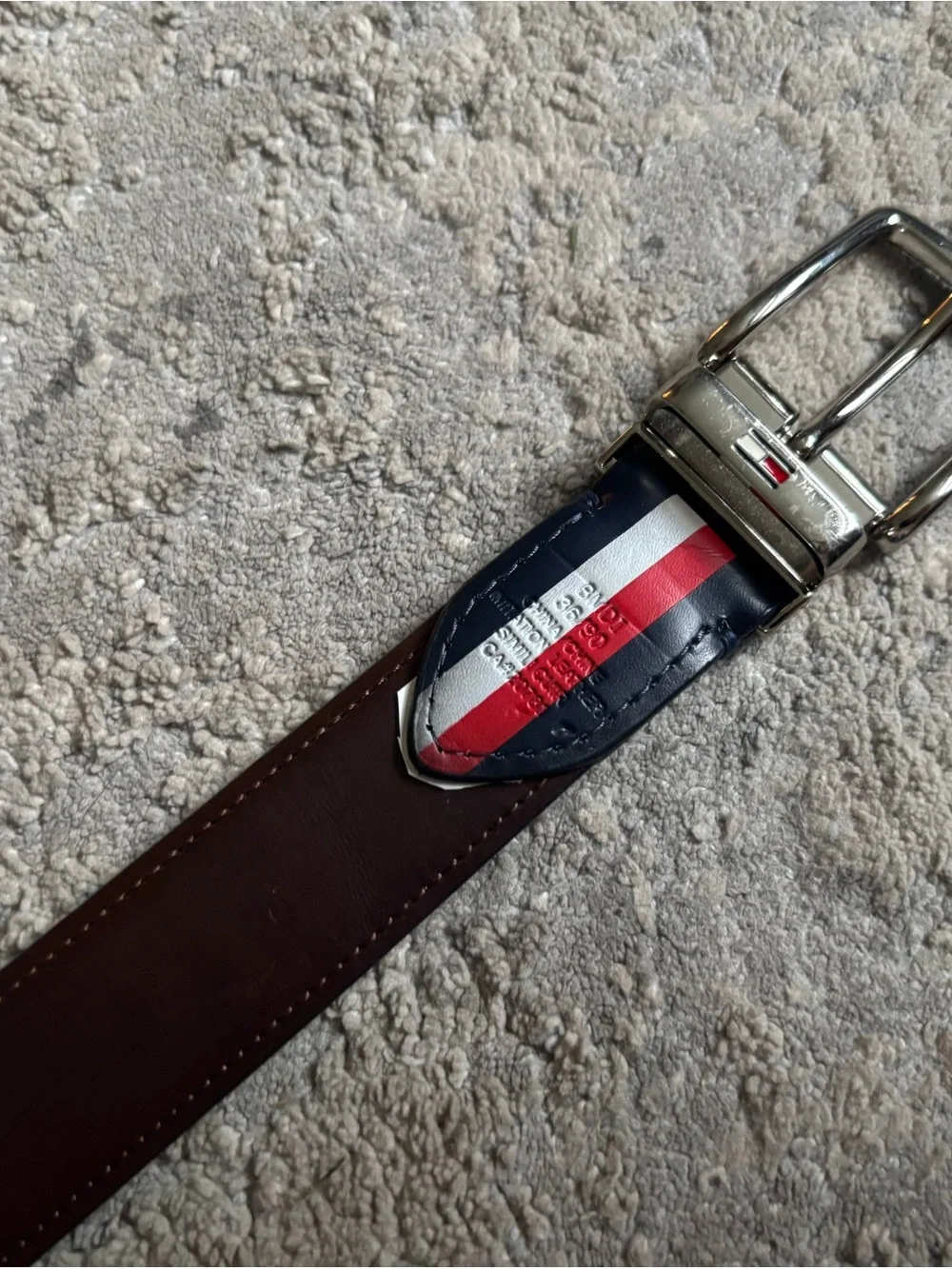 Tommy Hilfiger Navy and Brown Reversible Leather Dress Belt